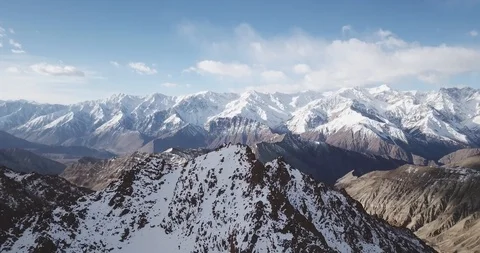 Indian Himalayas Drone Shot Mountains With Snow 4K Stock Footage