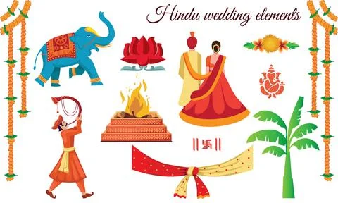 Indian hindu wedding elements vector Stock-Illustration