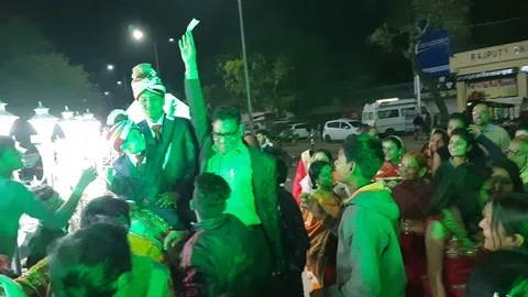 Indian Hindu wedding procession Stock Footage 87057106