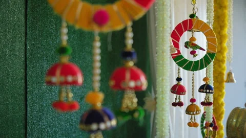 Indian hindu wedding traditional elements of decor. Close up Stock Footage 261154917