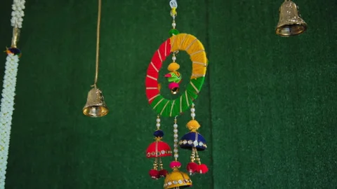 Indian hindu wedding traditional elements of decor. Close up Stock Footage 261760015