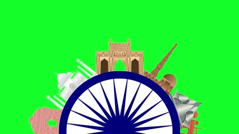 Indian historical structures on green screen Stock Footage 312518766