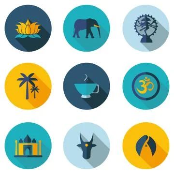 Indian icons in vector format Stock Illustration