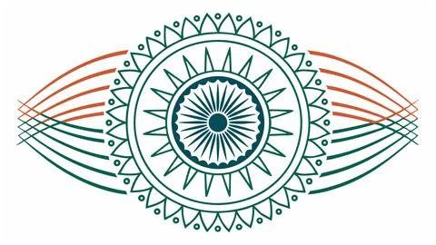 Indian independence day background with chakra ashoka and tricolor stripes Stock Illustration
