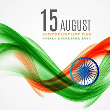 Indian Independence Day Background with Waves and  Ashoka Wheel Stock Illustration
