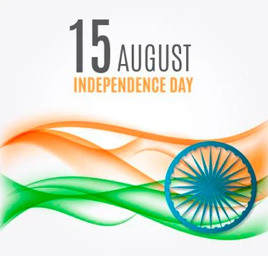 Indian Independence Day Background with Waves and Ashoka Wheel. Vector Stock Illustration