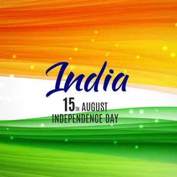 Indian Independence Day Background with Waves. Vector Illustrati Stock Illustration