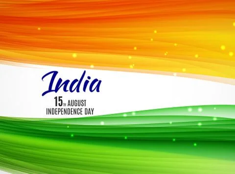 Indian Independence Day Background with Waves. Vector Illustrati Stock Illustration