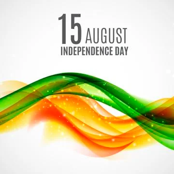 Indian Independence Day Background with Waves and Ashoka Wheel.  Illustration Stock Illustration