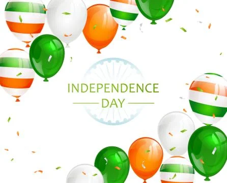 Indian Independence Day Balloons on White Stock Illustration