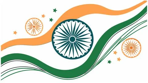 Indian independence day vector graphic design with ashoka chakra and tricolor Stock Illustration