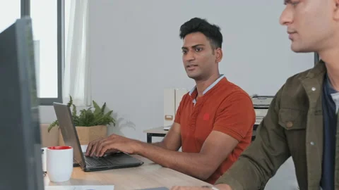 Indian IT Specialists Working in Office Stock Footage 203734219