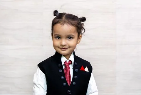 Indian kid cute expression getting ready for photo shoot in shirt and tie a.. Fotos Stock