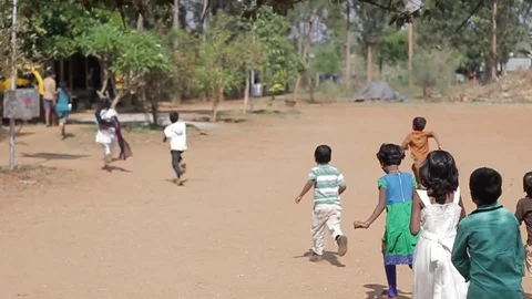 Indian kids running Video stock 70965029