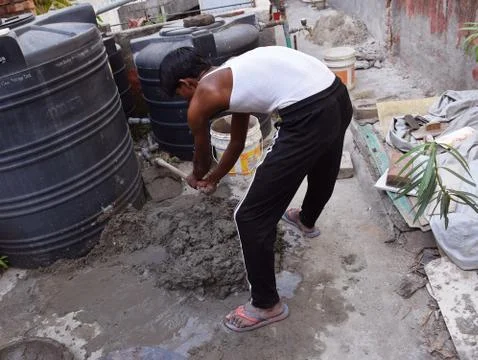 Indian Labour Working Stock Photos