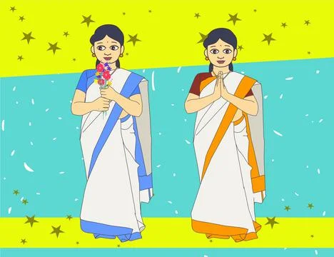 Indian lady with Saree Illustrazione stock
