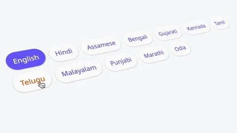 Indian Language Selection Web UI Cursor Click Animation 4K Video Stock Footage 338043279