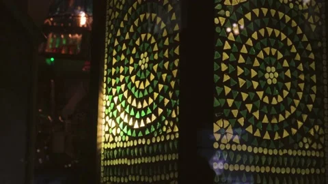 Indian lantern lamp traditional pattern glow magic hindu decoration Stock Footage 144664033