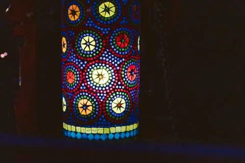 Indian lantern lamp traditional pattern glow magic hindu decoration Stock Photos