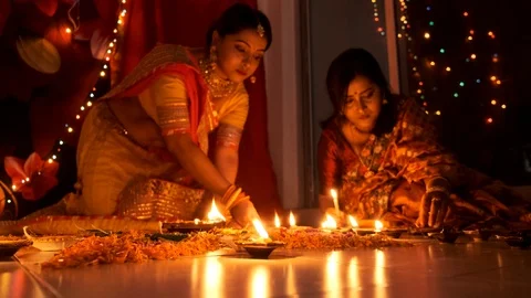 Indian lifestyle and Diwali celebration Stock Footage