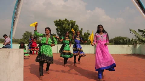 Indian Little Girls Dancing in Tradition... | Stock Video | Pond5