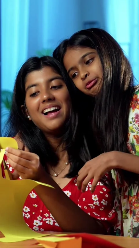 Indian little siblings spending quality time at home together Stock Footage 343107601