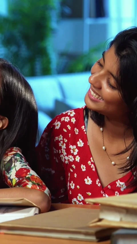Indian little siblings spending quality time at home together Video stock 343107629