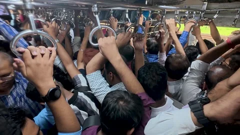 Indian Local Train Coach Mumbai Interior Video 4K Stock Footage 346759307
