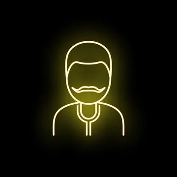 Indian man avatar icon glowing neon outline イラスト素材