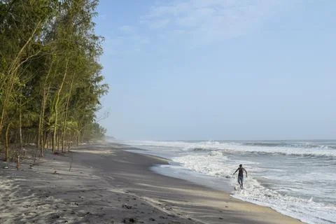An Indian man at beach Stock Photos