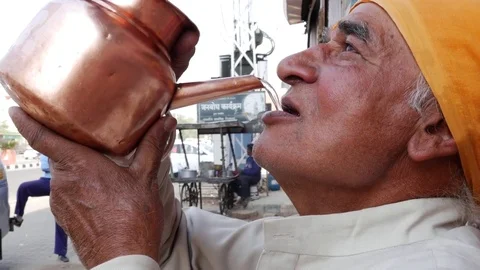 Indian Man Drinking Water Stock Footage 70314966