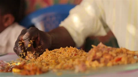 Indian Man Eating Rice Stock Footage 38195068
