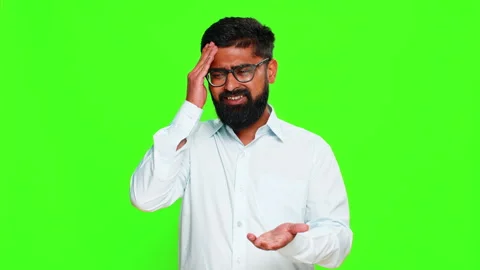 Indian man facepalm gesture slapping forehead with hand shows regret frustration Stock Footage 312084759