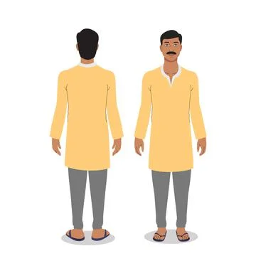 Indian man front and back vew Stock Illustration