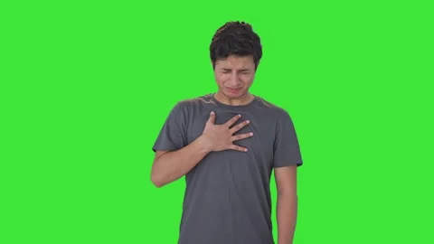 Indian man having acidity problem Green screen Stock Footage 253395480