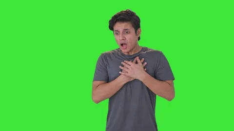 Indian man having a severe heart attack Green screen Stock Footage 253395366
