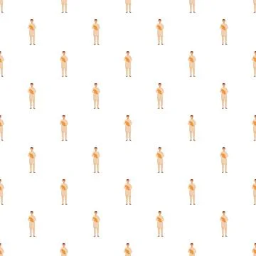 Indian man holding bread in seamless pattern Stock Illustration