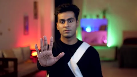 An Indian man saying no to something - refusing the offer, rejecting the plan... 스톡 동영상 264029862