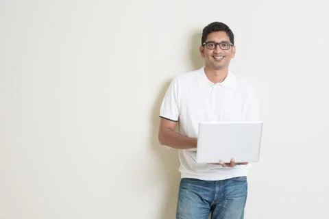 Indian man using computer Stock Photos