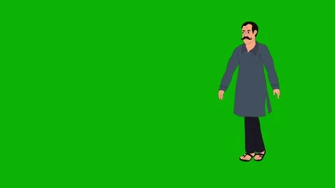 Indian Man Walk Cycle Animation | Elderly Male Character Walking | Flat Design Stock Footage 314919302
