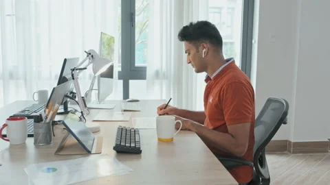 Indian Man Working in Office Stock Footage 203743018