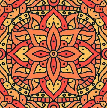 Indian mandala pattern seamless vector design. Vector seamless pattern for Illustrazione stock
