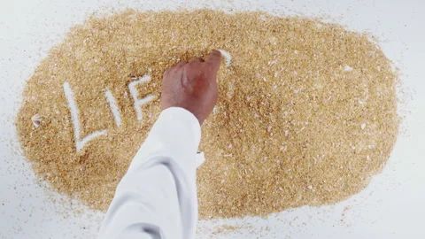 An Indian man's Hand Writes On Beach Sand words Life's a beach Stock Footage 248665354