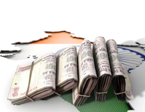 Indian Map And Folded Notes Illustrazione stock