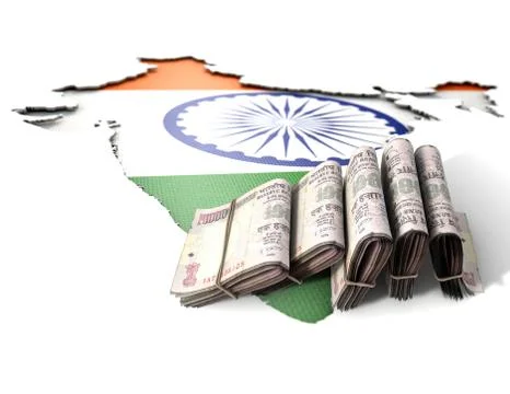 Indian Map And Folded Notes Illustrazione stock
