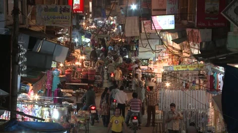 Indian market night time Stock Footage
