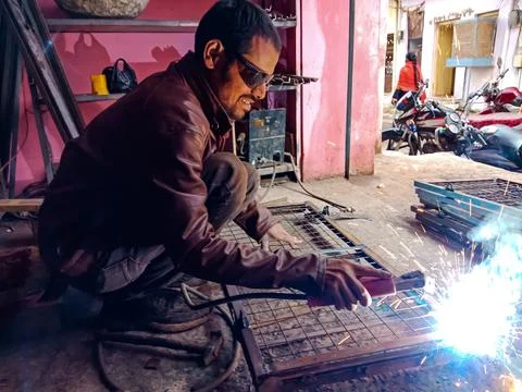 Indian mechanical worker. Foto stock