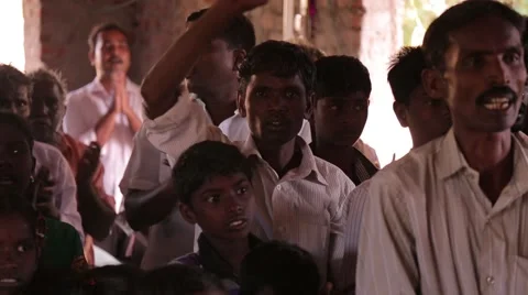 Indian men singing with hands lifted up Stock Footage 49321982