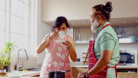 Indian mid age couple at home Stock Footage 343369843