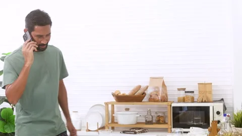 Indian middle-aged man, freelancer, healthy male with mustache meeting on m.. Stock Footage 254661850